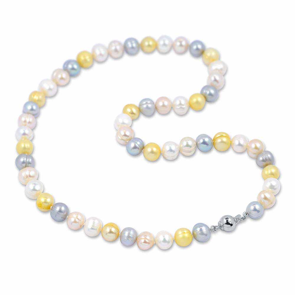 Multicolor gyöngy nyaklánc ezüst zárral
