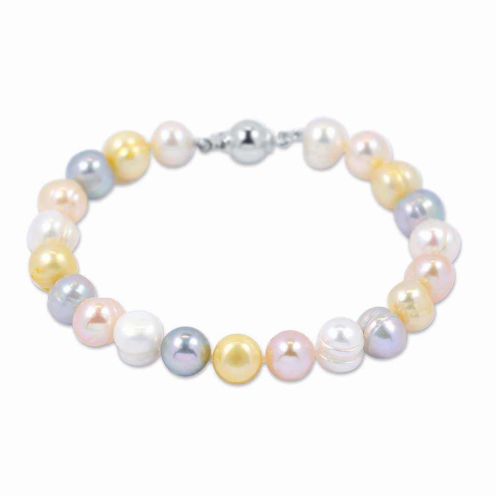 Multicolor gyöngy karkötő ezüst zárral