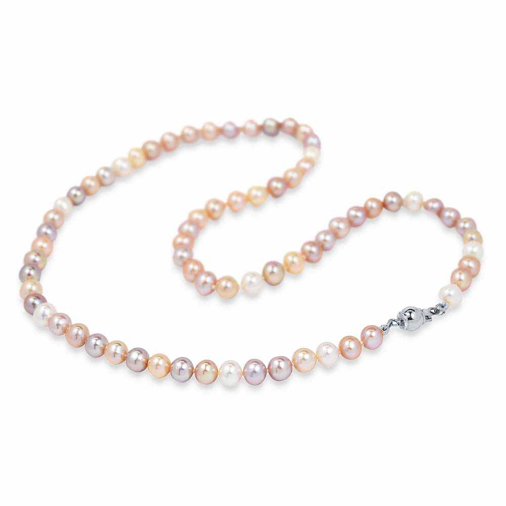 Multicolor gyöngysor, ezüst zárral - 6-6,5mm