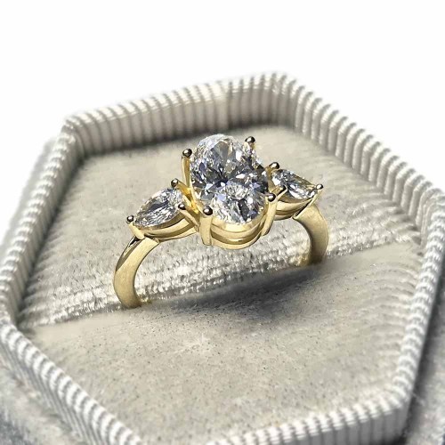 Ovális gyémánt eljegyzési gyűrű - 1,5 karát