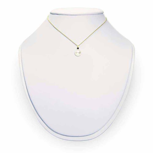 Igazgyöngy medál fekete gyémánttal - 6-6,5mm - arany