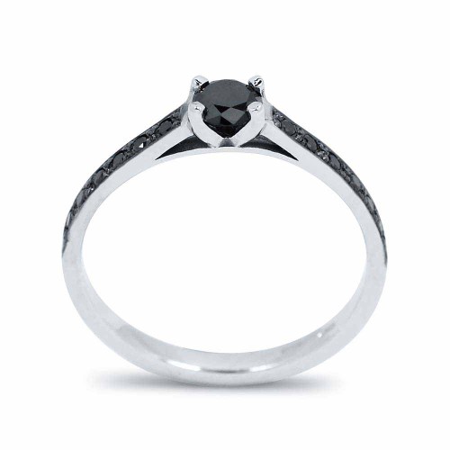 Briliáns eljegyzési gyűrű - 0,3-0,4ct fekete gyémánt