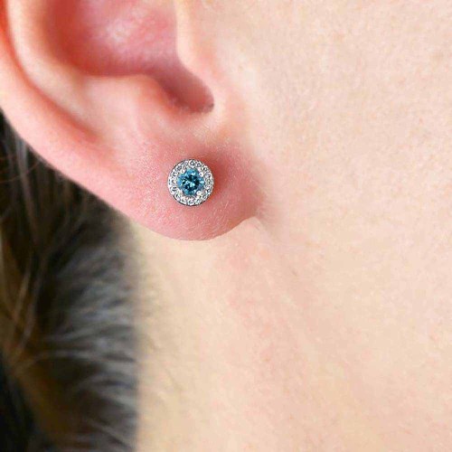 Kék gyémánt fülbevaló - Halo