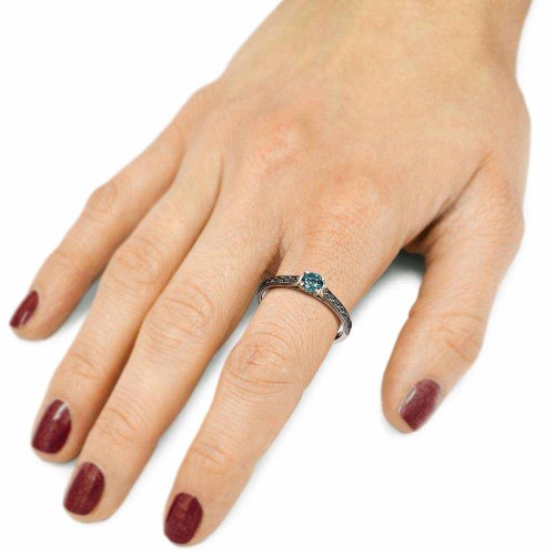 Briliáns eljegyzési gyűrű - 0,3ct kék gyémánt