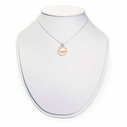 Igazgyöngy medál gyémánttal - 9mm - édesvízi