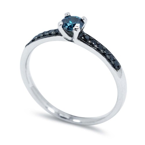 Briliáns eljegyzési gyűrű - 0,3ct kék gyémánt