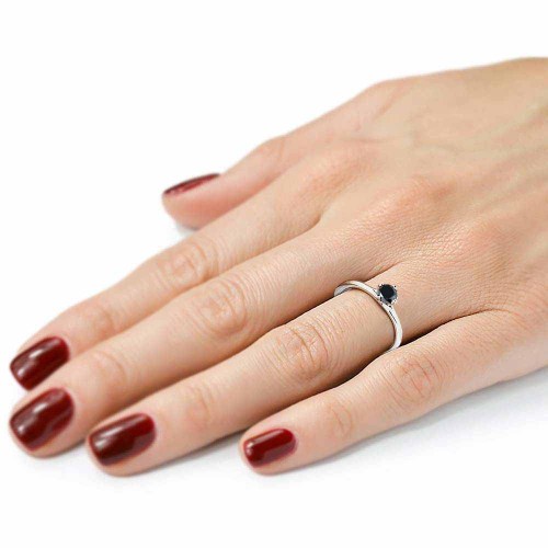 Fekete gyémánt eljegyzési gyűrű - 4,5mm