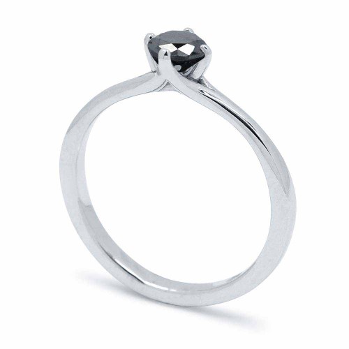 Fekete gyémánt eljegyzési gyűrű - 4,5mm