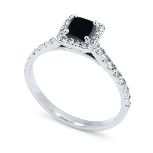 Princess gyémánt eljegyzési gyűrű - fekete