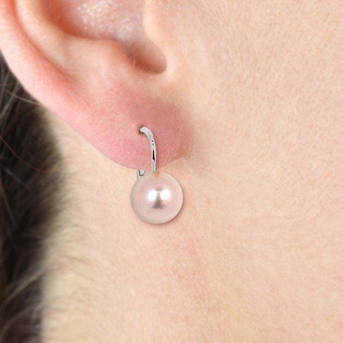 Gyöngy fülbevaló - rózsaszín - kapcsos