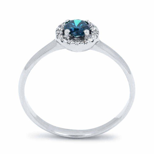 Kék gyémánt eljegyzési gyűrű - Halo