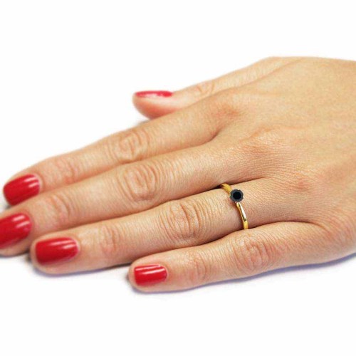 Fekete gyémánt gyűrű - arany - 4-4,5mm