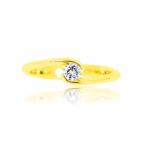 Eljegyzési gyűrű gyémánttal - íves - arany