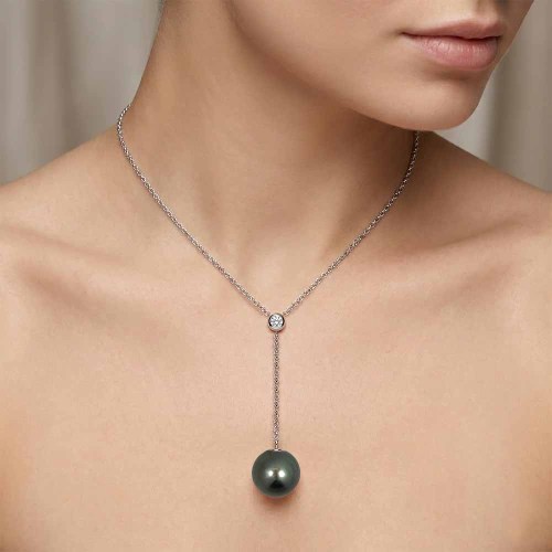 Tahiti gyöngy lógós nyakék - gyémánttal