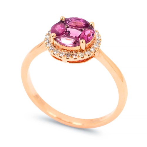 Rózsaszín turmalin gyűrű, rosegold