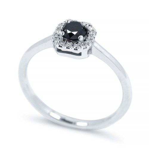 Eljegyzési gyűrű - 0,3 karát fekete gyémánt