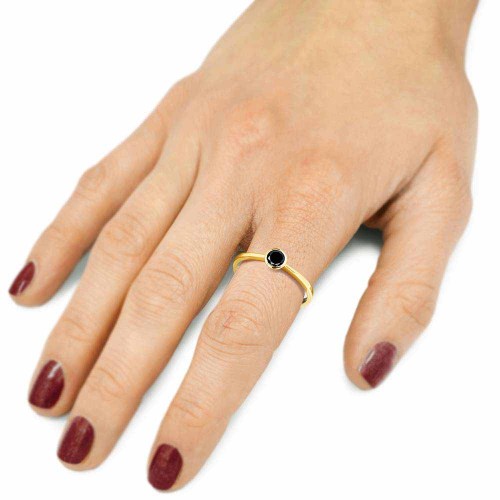 Fekete gyémánt eljegyzési gyűrű - arany - 0,1ct