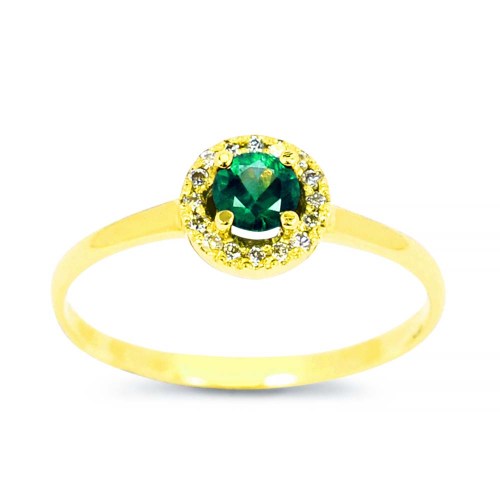 Zöld gyémánt eljegyzési gyűrű - Halo