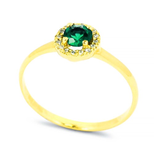 Zöld gyémánt eljegyzési gyűrű - Halo
