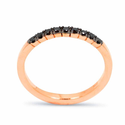 Fekete gyémánt soros gyűrű - 9 kővel - rose
