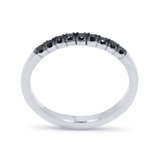 Fekete gyémánt soros gyűrű - 9 kővel - fehér