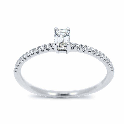 Gyémánt eljegyzési gyűrű - emerald cut - 0,27ct