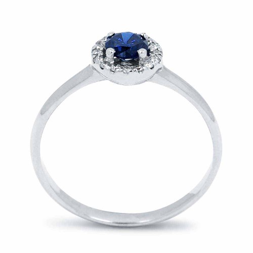 Gyémánt és zafír köves gyűrű - Halo