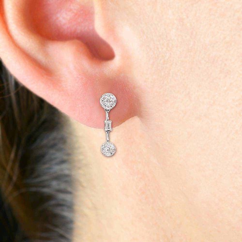 Gyémánt fülbevaló - 18K fehérarany - Poppy