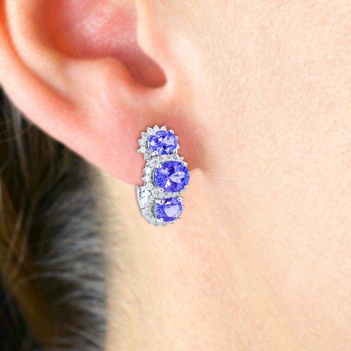 Tanzanit és gyémánt fülbevaló - Desdemona