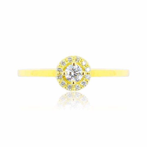 Gyémánt eljegyzési gyűrű, Halo, arany - 0,15ct