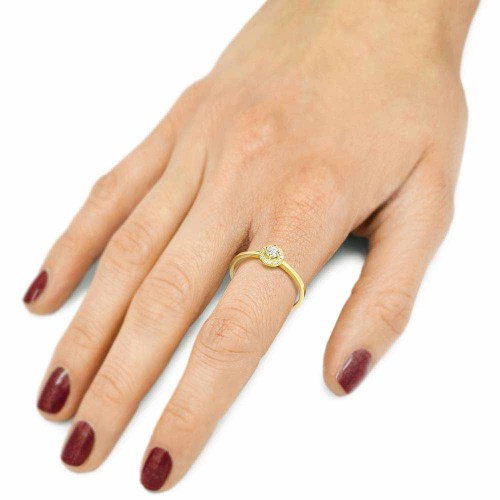 Gyémánt eljegyzési gyűrű, Halo, arany - 0,15ct