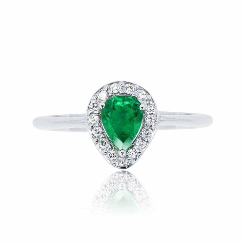 Smaragd gyűrű gyémántokkal - csepp