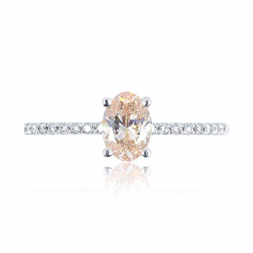 Rózsaszín gyémánt gyűrű - 0,66 karát - Ovális