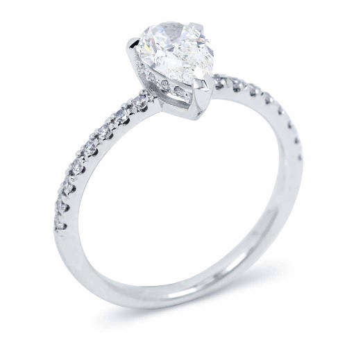 Hidden halo gyémánt gyűrű - 1,4 karát - Csepp