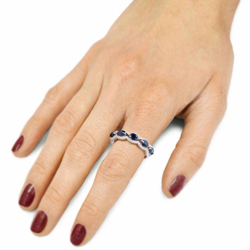 Ovál zafír soros gyűrű