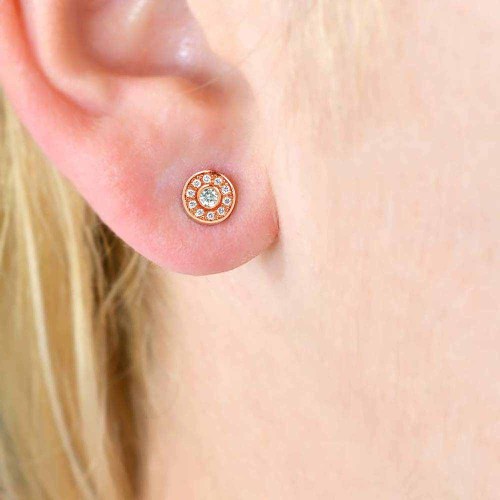 Briliáns gyémánt fülbevaló - Hera - rosegold