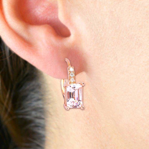 Morganit fülbevaló rosegold-ból