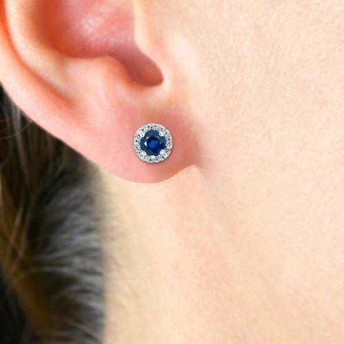 Zafír és gyémánt fülbevaló - Halo