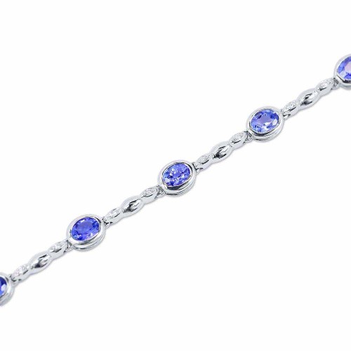 Tanzanit karkötő gyémántokkal - Ovál