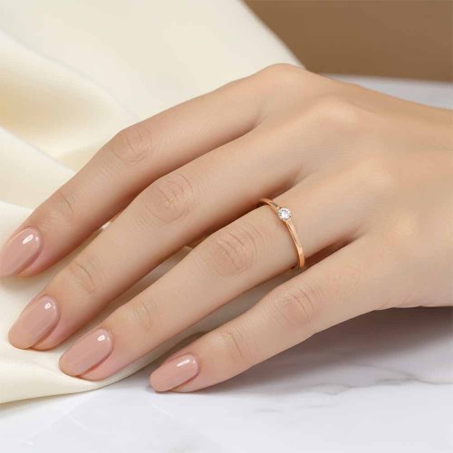 Gyémánt eljegyzési gyűrű - rosegold - 18K