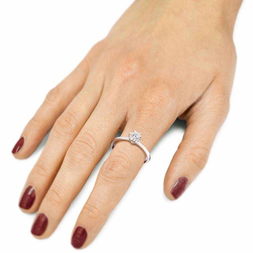 Gyémánt eljegyzési gyűrű - 0,4-0,5 karát - hatkarmos