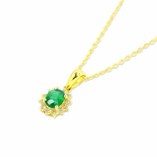 Ovális smaragd medál gyémántokkal