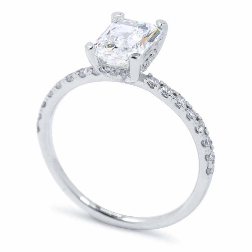 Hidden halo gyémánt gyűrű - 1,9 karát - Radiant