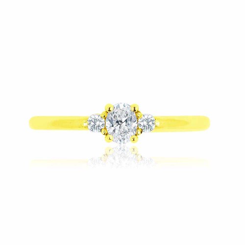 Ovál gyémánt eljegyzési gyűrű - Camille - arany