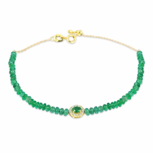 Smaragd karkötő gyémántokkal - Ovál