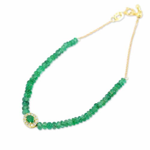 Smaragd karkötő gyémántokkal - Ovál