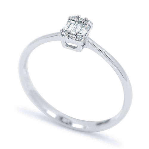 Baguette gyémánt eljegyzési gyűrű - 0,13 karát