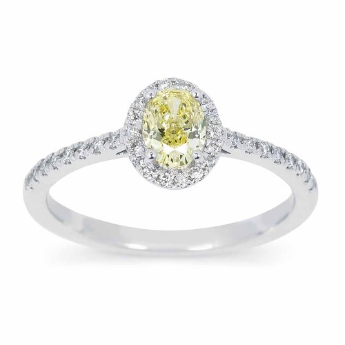 Halo ovális gyémánt gyűrű - Fancy yellow