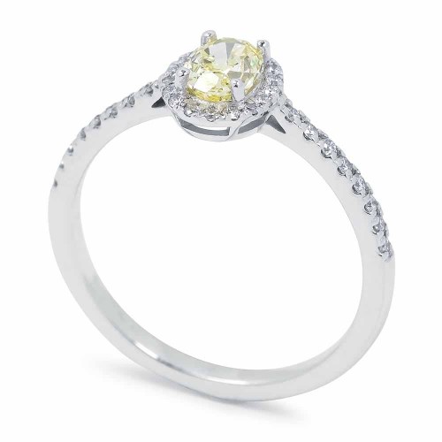 Halo ovális gyémánt gyűrű - Fancy yellow