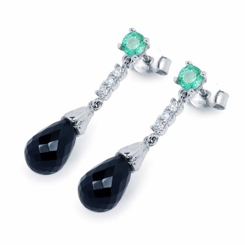 Onix fülbevaló - fehérarany - Liane